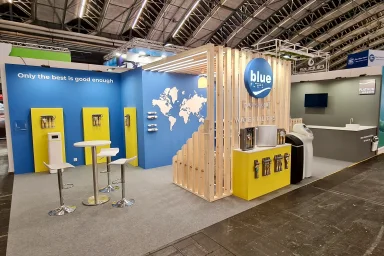 Open exhibition stand design for international trade fair