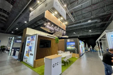 Bespoke exhibition stand with illuminated panels
